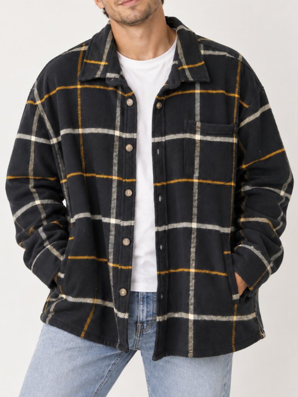 Goodfellow & Co XXL Navy Plaid Flannel Shirt Jacket Overshirt